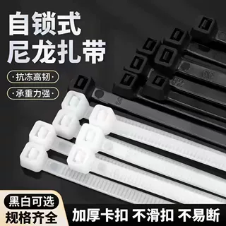 国标自锁尼龙扎带3*4*5*150*200*300黑白塑料扎丝束线带 束线