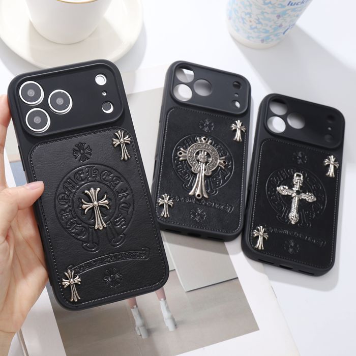 Trendy Brand Stereo Metal Crow Heart Suitable for Apple 15Promax Mobile Phone Case Iphone14 New 13 Leather