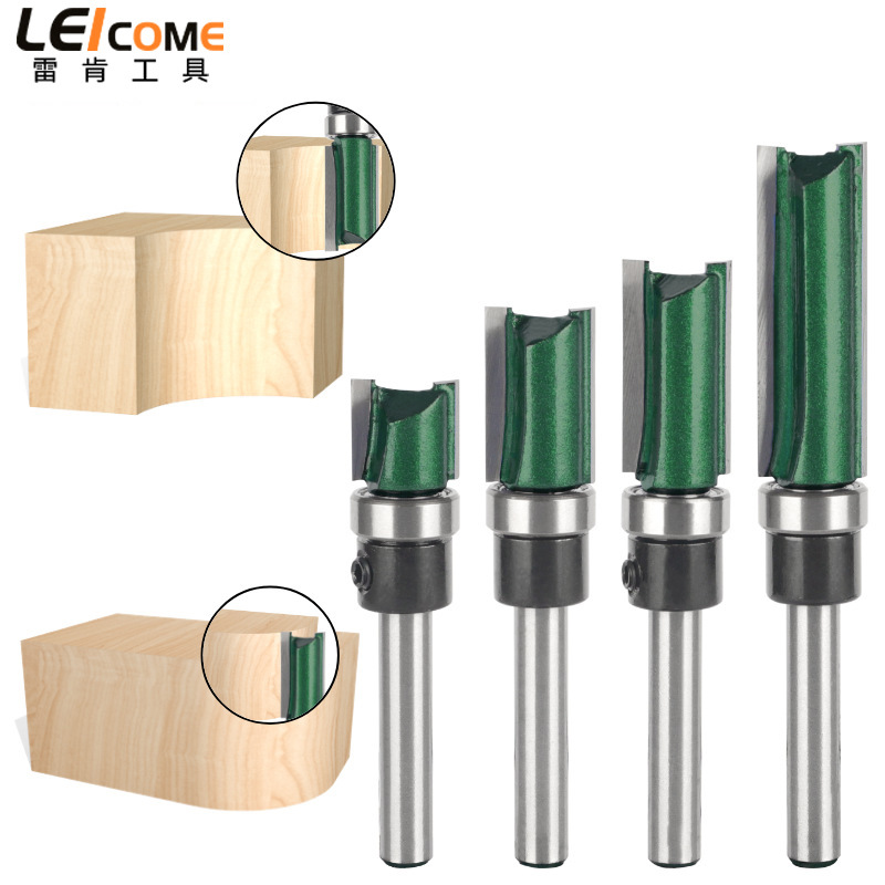 Leiken teniendo cuchillo recto pintura verde oscuro herramienta de fresado de carpintería de 4 piezas ranurado mango de doble hoja con máquina de cuchillo de corte de rodamiento