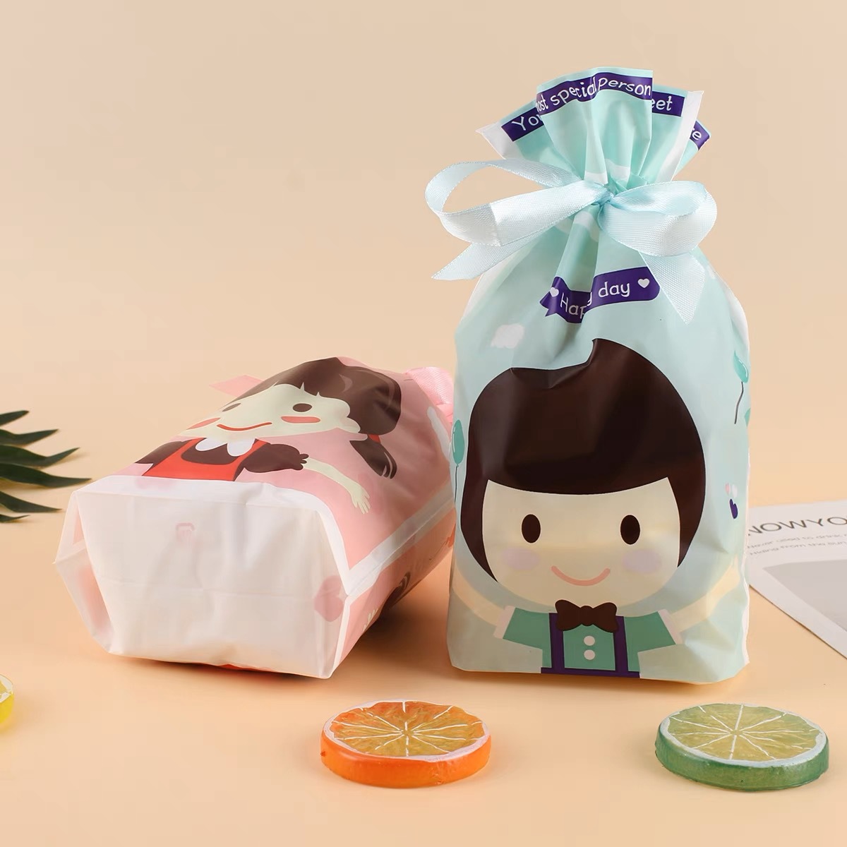 中东零食糖果男女孩丝带抽绳袋食品包装礼品袋西点饼干束口袋清仓