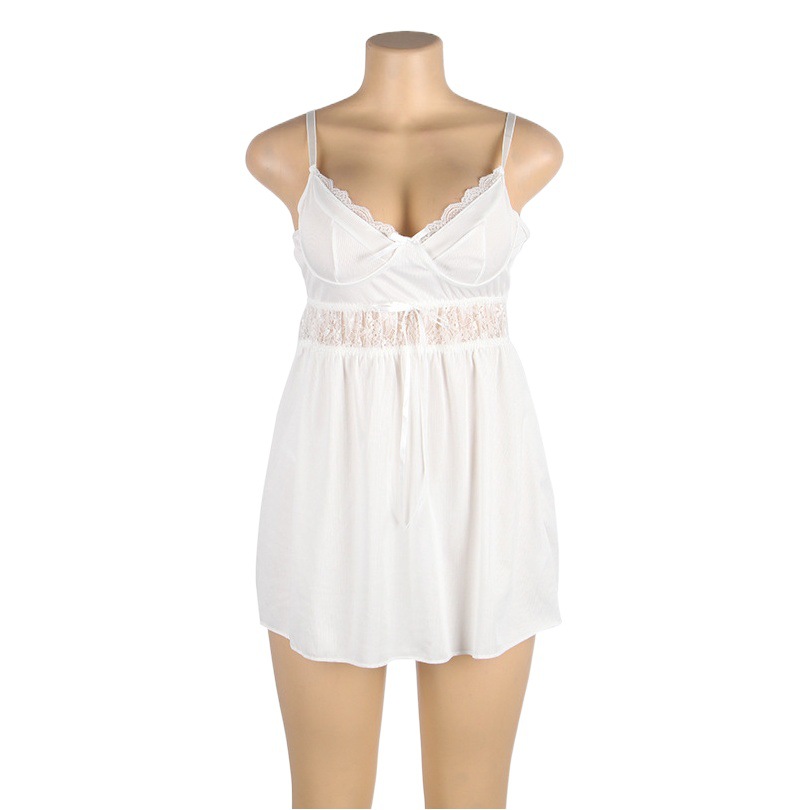 Transfronteriza Amazon popular encaje blanco con cuello en V sexy Correa pijamas hermana gorda más tamaño lencería sexy 81204