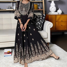 2025跨境欧美亚马逊独立站春夏女式时尚气质重工刺绣大摆裙连衣裙