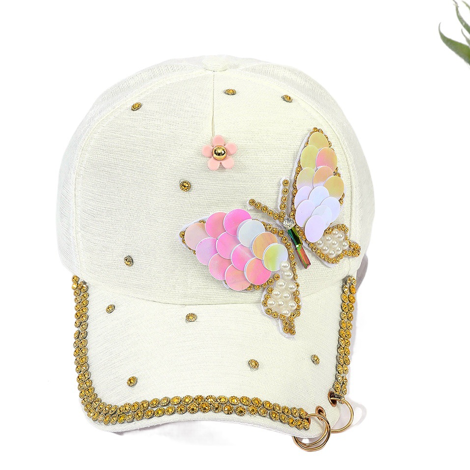 Gorra de béisbol de las mujeres de la moda de verano arco de diamantes a prueba de sol casquillo enarbolado versátil casual primavera y otoño sombrero