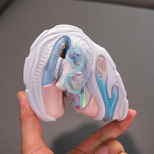 Girls' Elsa Princess Sports Shoes 2024 Spring and Autumn New Children's Soft Sole Girls' Net Shoes Cartoon Soft Sole Shoes