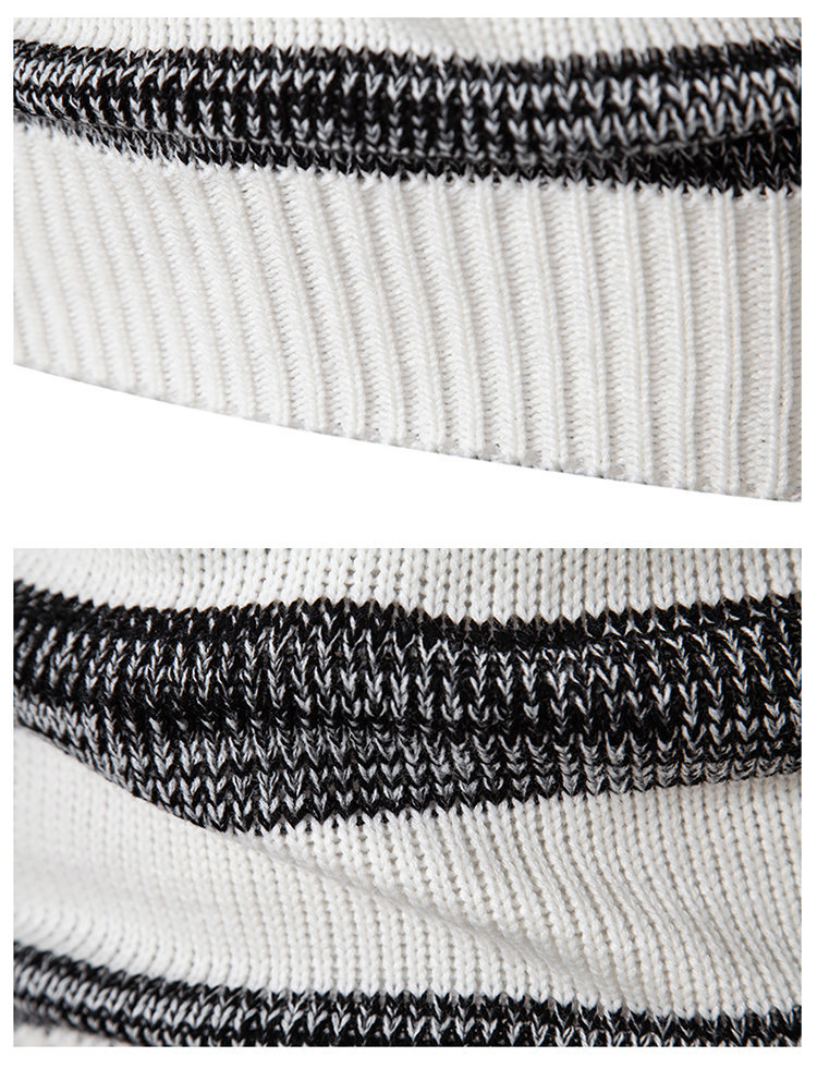 Pull Slim Fit à col haut et rayures pour homme, nouvelle collection automne et hiver, édition coréenne_voghion.com