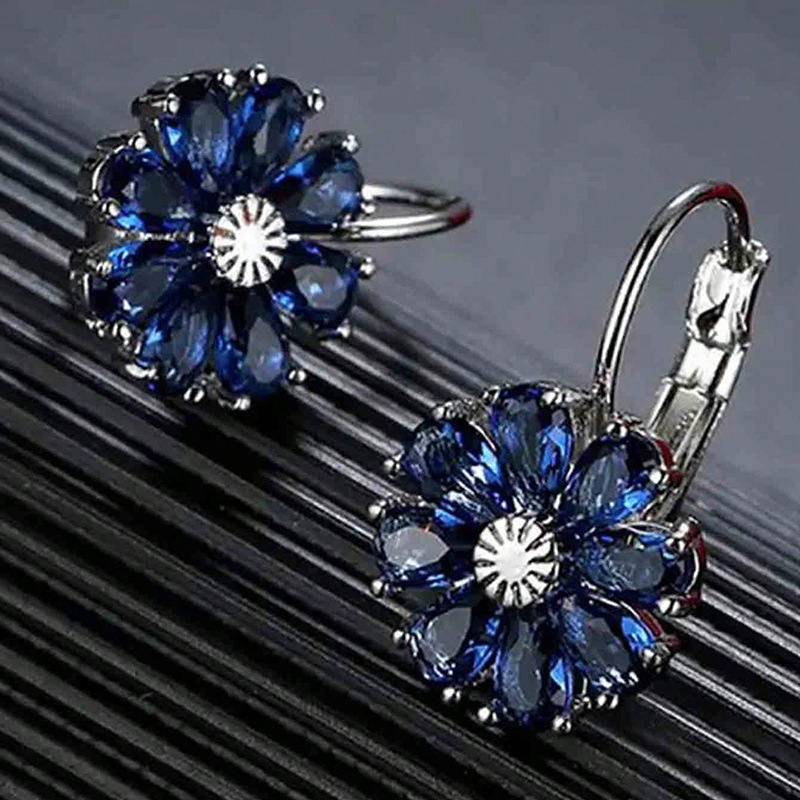 Blue fashionable universal classic earrings with zircon