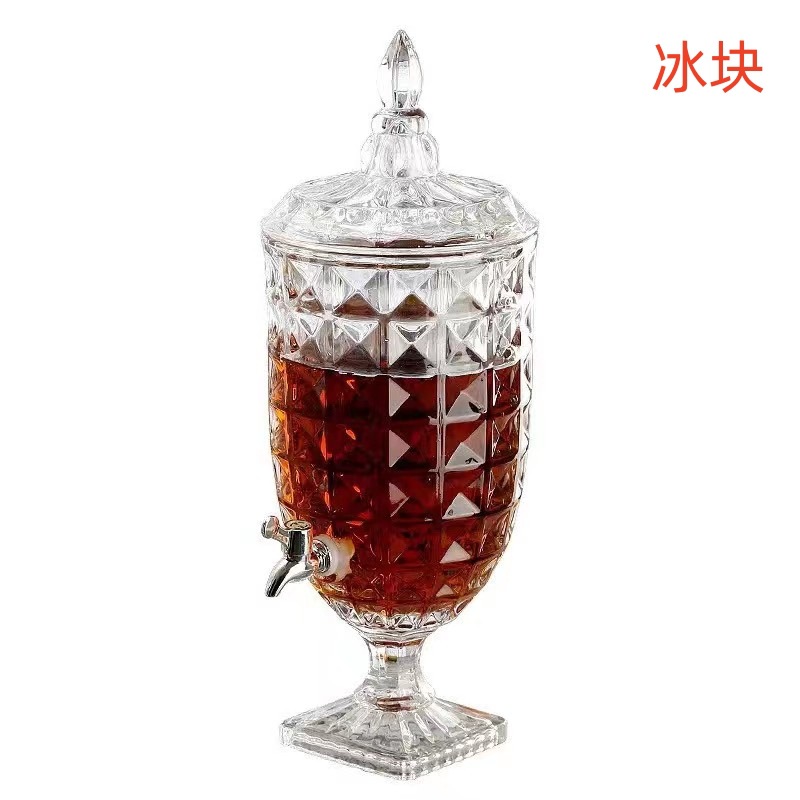 Jarra de jugo con relieve de estilo europeo, con boquilla y tapa, cristal grueso, gran capacidad, jarra de agua fría de alta gama