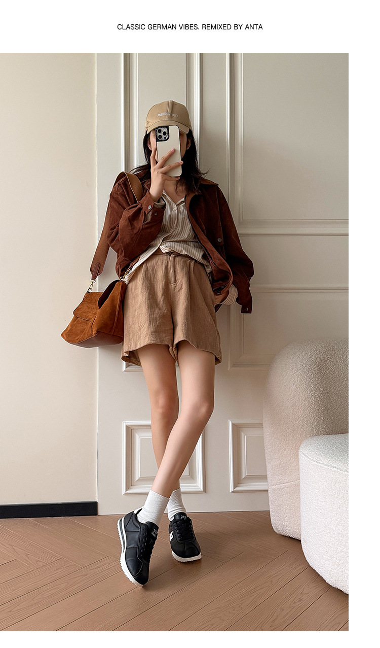 Giày chạy bộ thể thao nữ phong cách retro Forrest Gump, da trắng chống trơn trượt — 212 trắng đen chi tiết 11