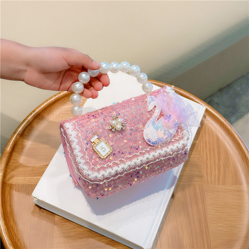 Nuevo estilo occidental de los niños bolsa de estilo de dibujos animados de las muchachas bolsa de mensajero estilo coreano perla bolso niñas monedero