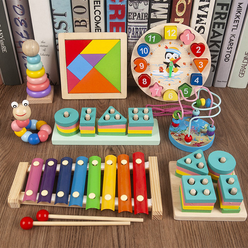 Dropshipping for early education infants and young children's toys, piano, beads, bead set, column clock, rainbow tower, twisted insect package