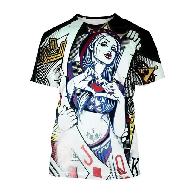 Ретро 3D Печать в кости покер футболка для мужчин летняя футболка с короткими рукавами персонализированная уличная одежда футболка топ