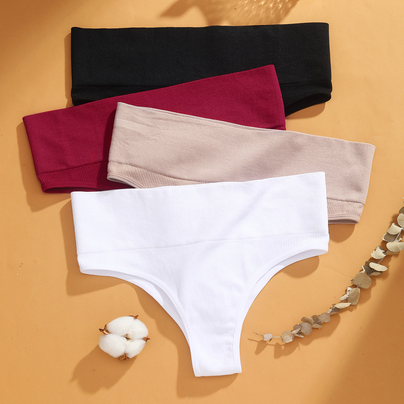 thong women's seamless large size women's sports underwear solid color waist sexy tback European and American girls t pants women