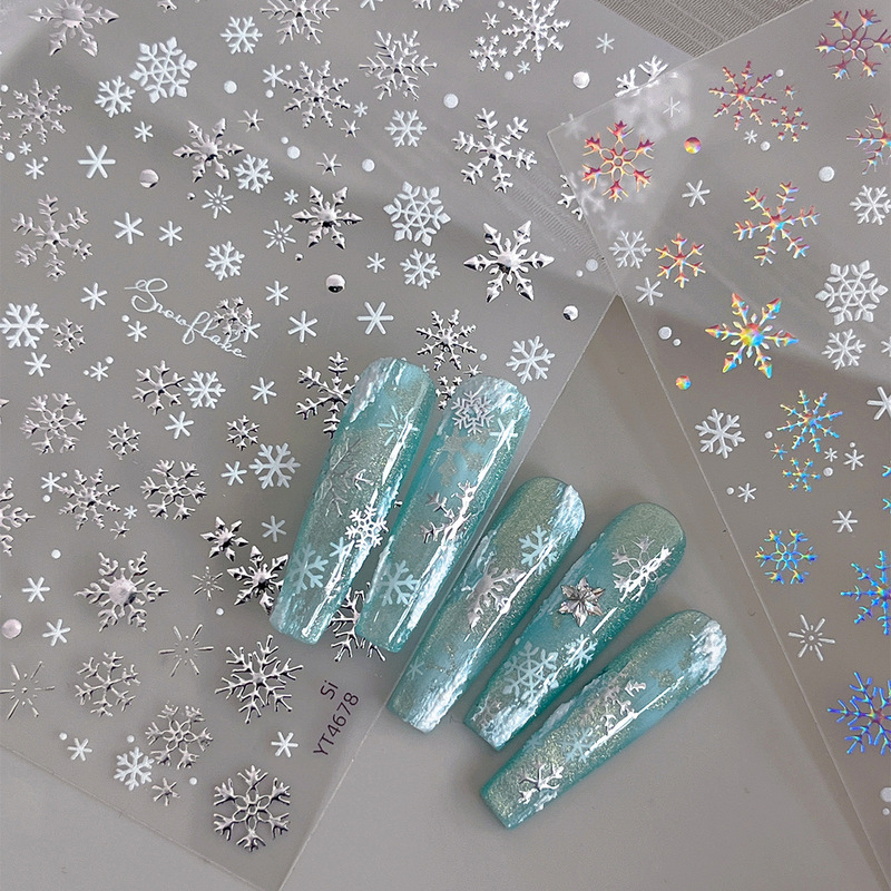 YITU Ant Figure Hot Stamping Gold Silver Snowflake Nail Art Sticker Magic Color Exquisite Flash with Adhesive Nail Decoration Sticker YT4678