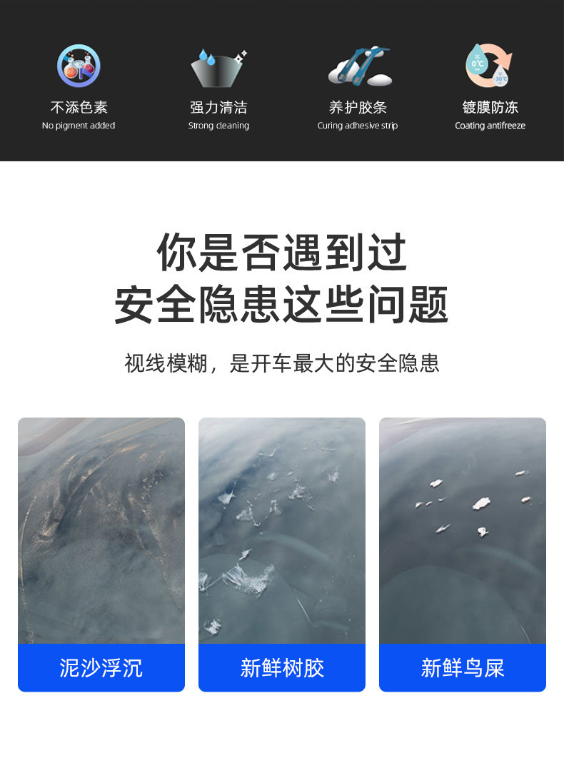 Free Shipping Car Glass Water Oil Film Remover Anti-Freeze Coating Wiper Fluid All-Season Powerful Stain Remover Car Oil Film Remover