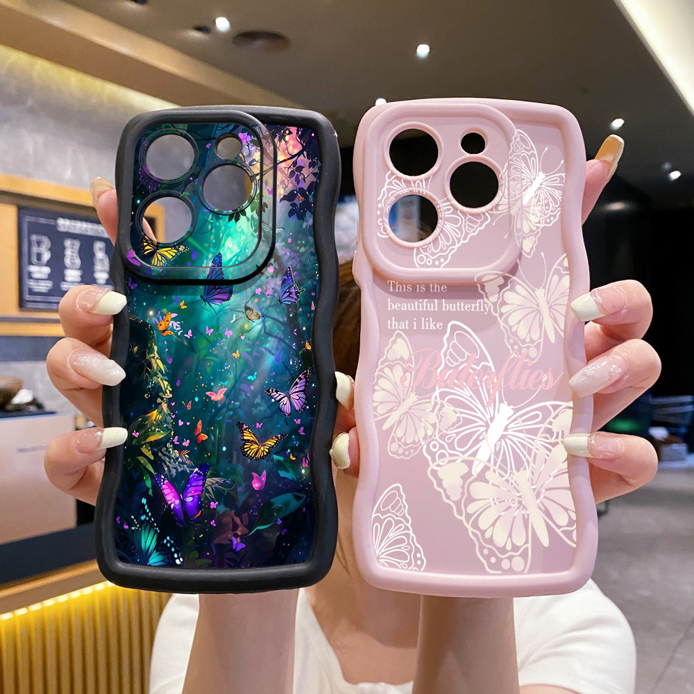 Suitable for Tecno Camon Pop Spark Protective Case Forest Butterfly Wave Edge Anti-Fall Mobile Phone Case