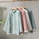 Vintage Embroidered Buckle Cotton Shirt Women's 2023 Spring New Chinese Zen Tea Suit Loose Stitching Round Neck Top