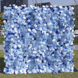 5D blue three-dimensional cloth background simulated flower wall background wall outdoor wedding wedding layout landscaping decoration props floral art