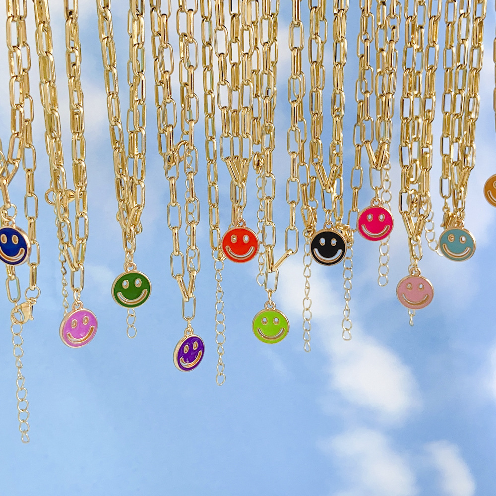 wholesale new dripping smiley face pendent alloy necklace Nihaojewelrypicture1