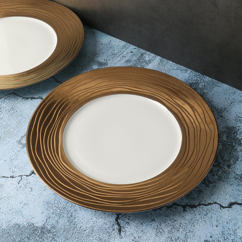 [Una marca de producto único final de Torre] Serie de lujo placa de oro local [Nueva porcelana de Hueso] placa occidental hueso nuevo