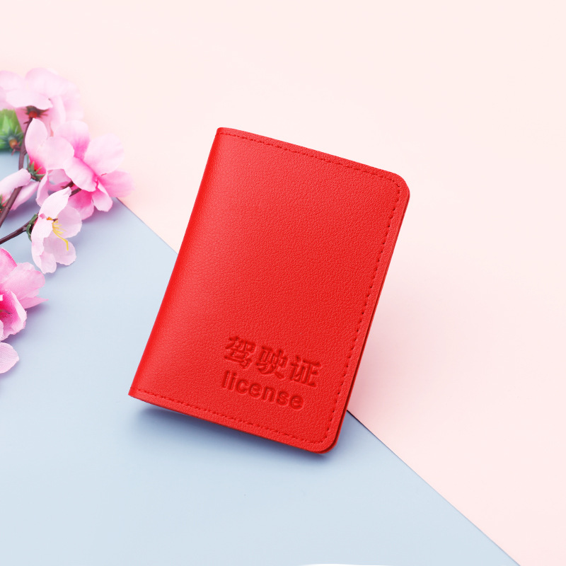 Caja de cuero vertical de la licencia de conducir del vehículo de motor titular de la tarjeta ultrafino de la licencia de conducir de las mujeres carnet de conducir caja de la tarjeta Linda bolsa de la licencia de conducir