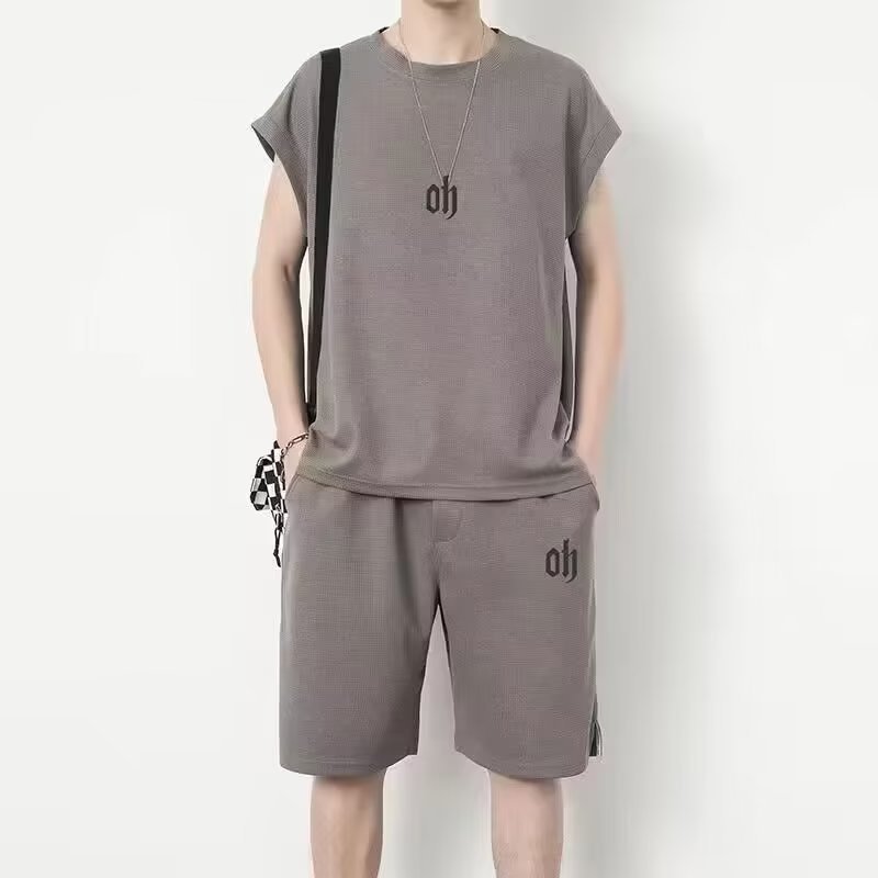 suit men's full set of Korean men's clothes fashion two-piece vest crew neck pants 2023 new 3