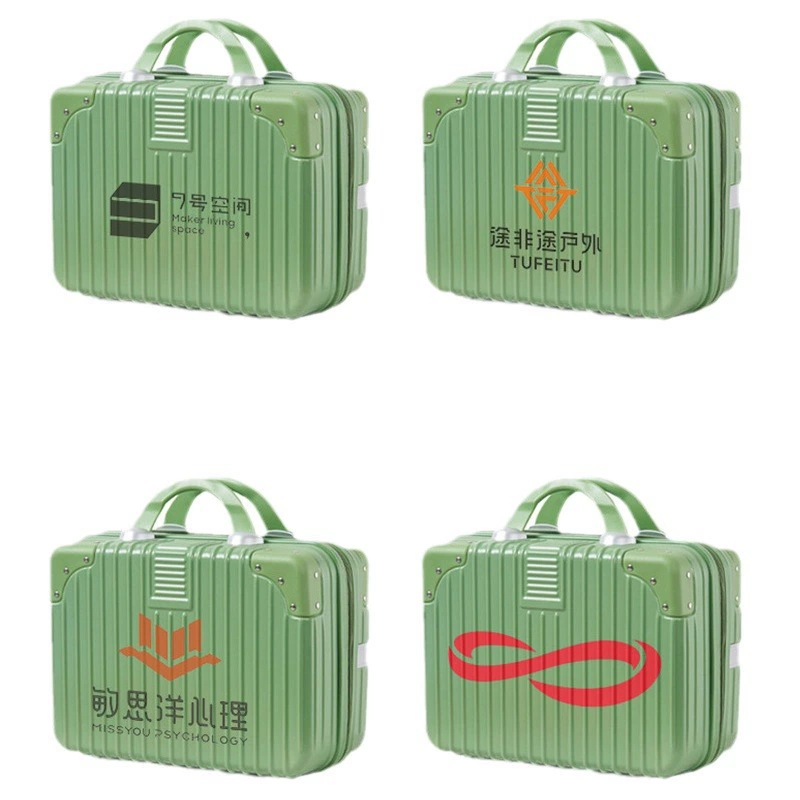 Handheld cosmetic storage box 14-inch suitcase, partitioned interior and portable handle