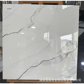 出口镀金抛釉600x600高档客厅通体大理石瓷砖 餐厅卡拉白防滑地砖