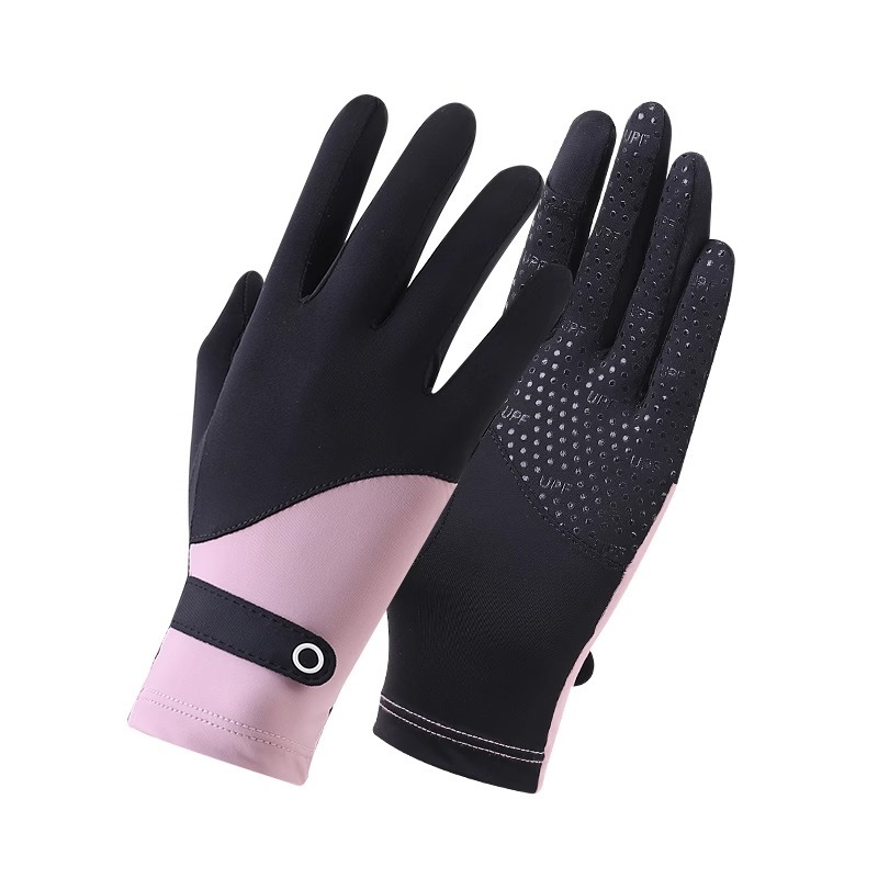 Guantes de protección solar de seda de hielo, pantalla táctil anti-ultravioleta para mujer, dedo completo, antideslizante, conducción, deportes, ciclismo, pesca, verano delgado para hombres