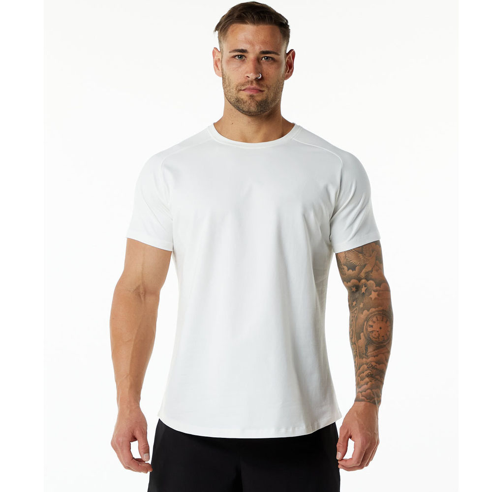Summer sports cotton black T-shirt for gym with a round collar for…