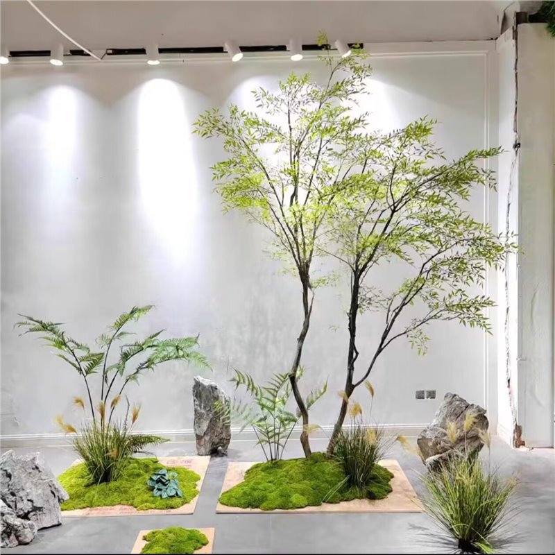 大型模擬樹、南天竹、緑の植物、偽の木、屋内外の枯山水造園装飾植物、軽くて豪華な偽の木|undefined