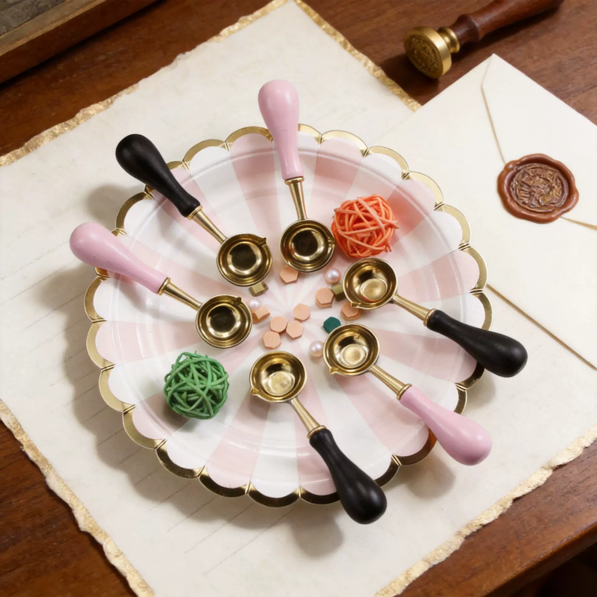 喷漆手柄火漆勺子铜质DIY融蜡马卡龙印章融蜡神器