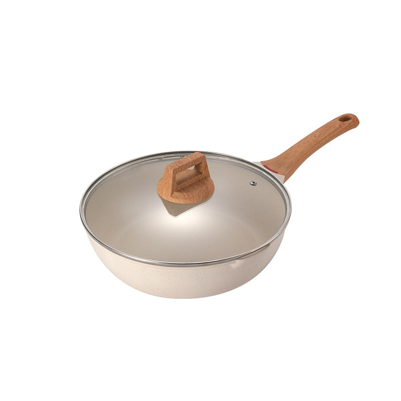 Nueva Morandi aluminio wok maifan piedra antiadherente pan estufa de doble uso hogar wok al por mayor