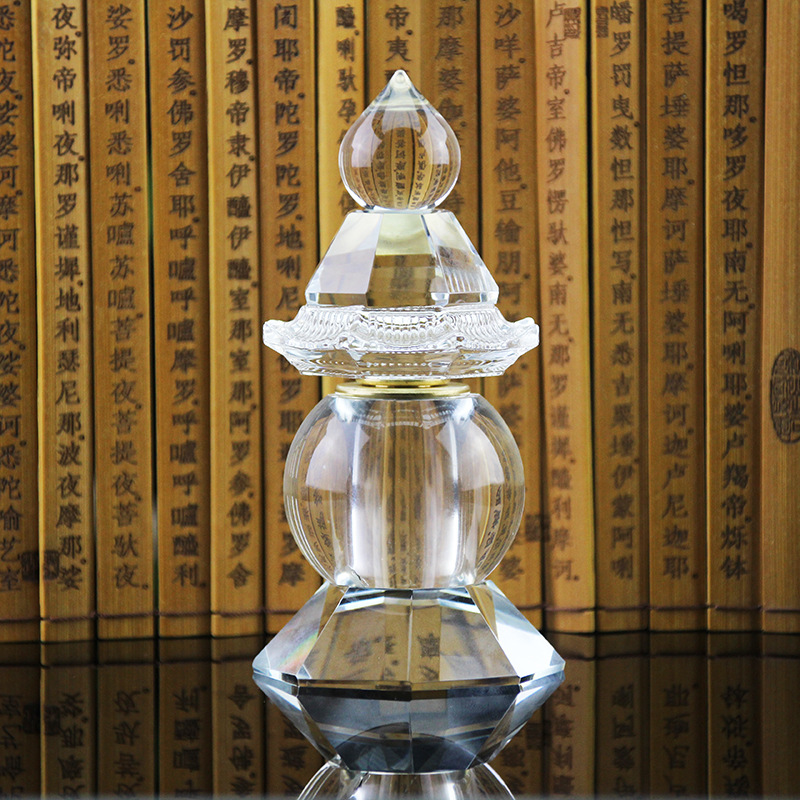 Crystal Sarira Tower Buddhist Tower Gau Bottle Contained Offering Sarira Nectar Pill Ornament