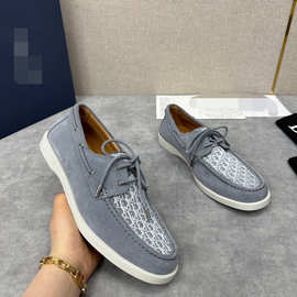 欧洲站新款高端磨砂牛皮系带休闲板鞋外贸男鞋广州货