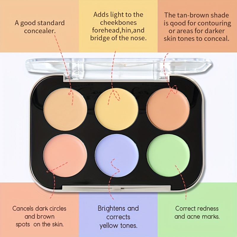 Maquillaje transfronterizo USHAS bandeja de corrector de alto brillo tridimensional de seis colores bandeja de maquillaje corrector mate para cubrir las ojeras