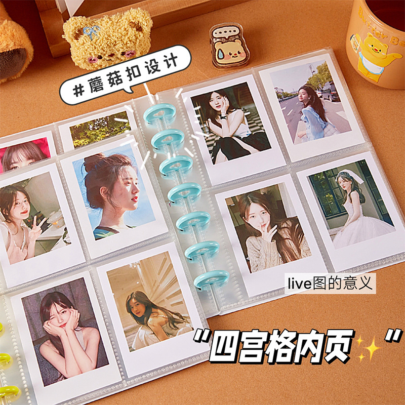 Nuevo libro de tarjetas de botón de hongos de cuatro cuartos de oso de gran capacidad de gran valor de la cara de la tarjeta de almacenamiento de la pequeña tarjeta de frijoles