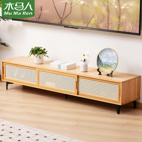 TV cabinet simple modern coffee table TV cabinet combination small apartment solid wood living room bedroom light luxury floor cabinet retractable