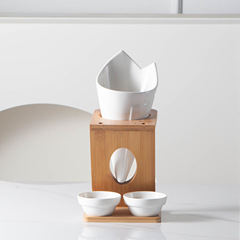 Cross-border export ceramic French fries tube snack snack bowl with dipping plate snack bowl salad bowl snack platter