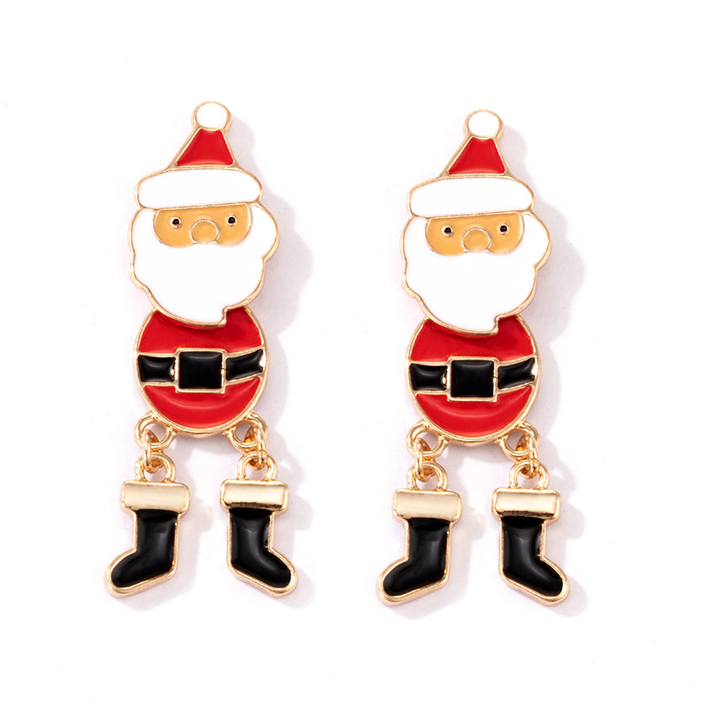 European And American Festival New Santa's Oil Drop Stud Earrings Irregular Link Earrings display picture 5