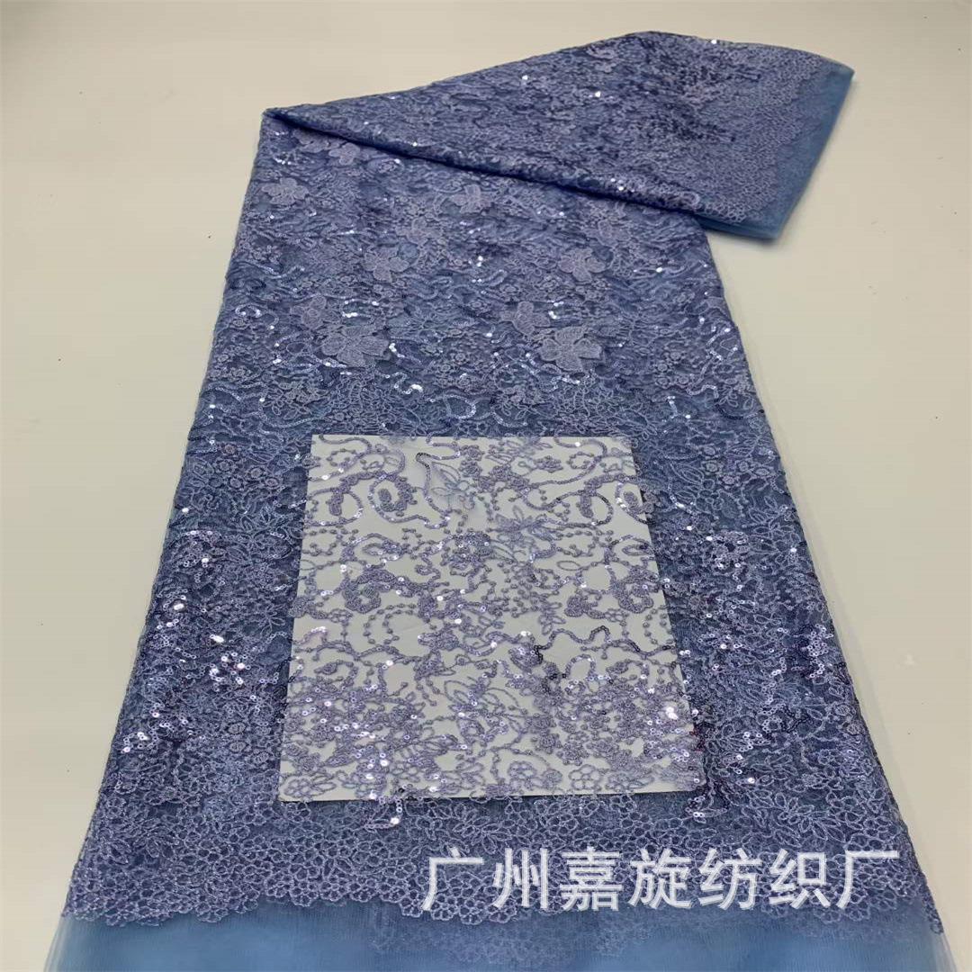 Nuevo multicolor tela de bordado de sequillas de malla Dai falda cheongsam encaje compuesto de hilo bordado brace image 7