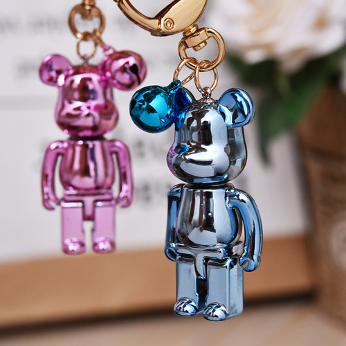 New style acrylic mirror violent bear keychain fashionable men's and women's car key chain pendant bag small pendant