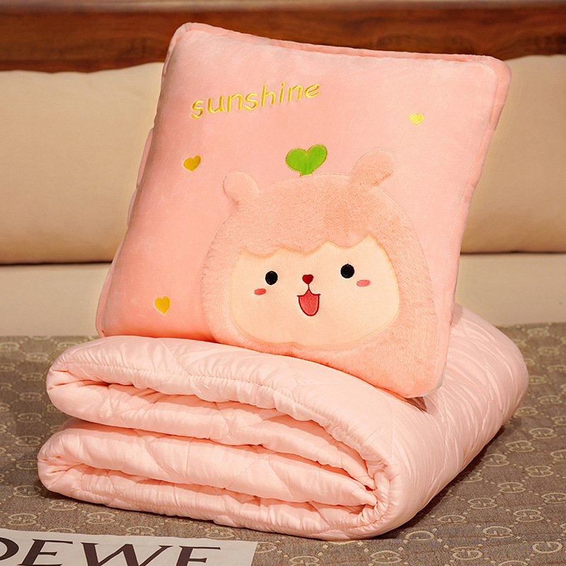 Almohada edredón de doble uso engrosada manta siesta de oficina almohada dos-en-uno plegable coche almohada lindo