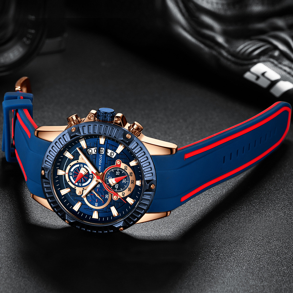 Men's Multifunctional Waterproof Quartz Sports Watch Fashion 0244G Luxury/Rubber Core Life Waterproof New With Tags_voghion.com