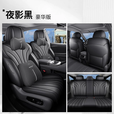 Modelə uyğun (Original) oturacaq örtükləri, Special seat covers for GAC - yf-luxury-edition-night-shadow-black-full-coverage-26-units-of-aion-i60-with-a-dining-table-behind-the-passenger-seat-three-seats-in-the-rear-row