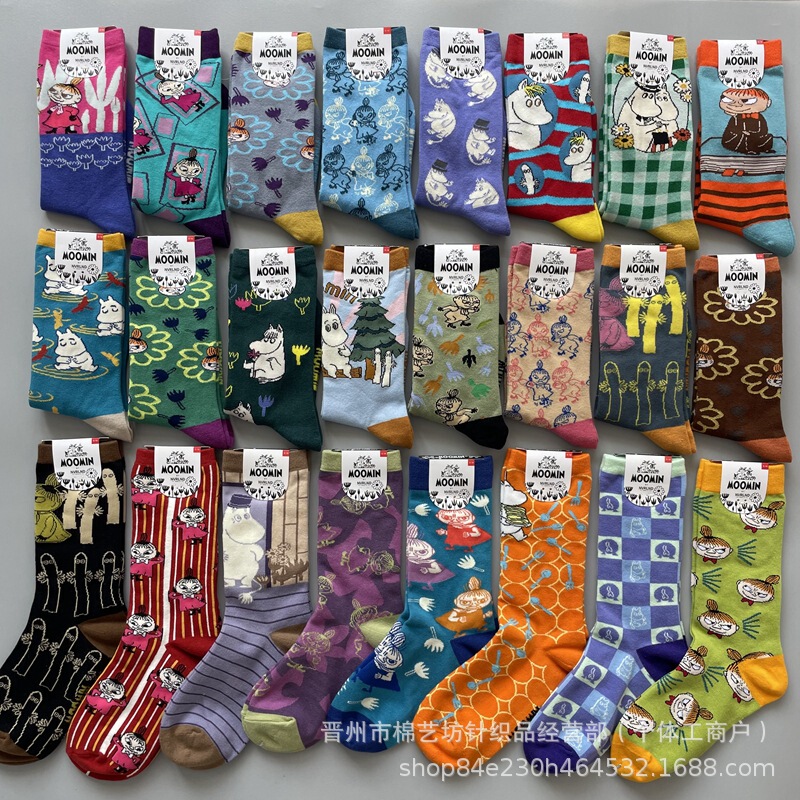 New Japanese Moomin Yami Cartoon Pattern Forest Style Artistic Women's Socks Cute Sweet Mid-Tube Trendy Cotton Socks Wholesale New Japanese Moomin Yami Cartoon Pattern Forest Style Artistic Women's Socks Cute Sweet Mid-Tube Trendy Cotton Socks Wholesale