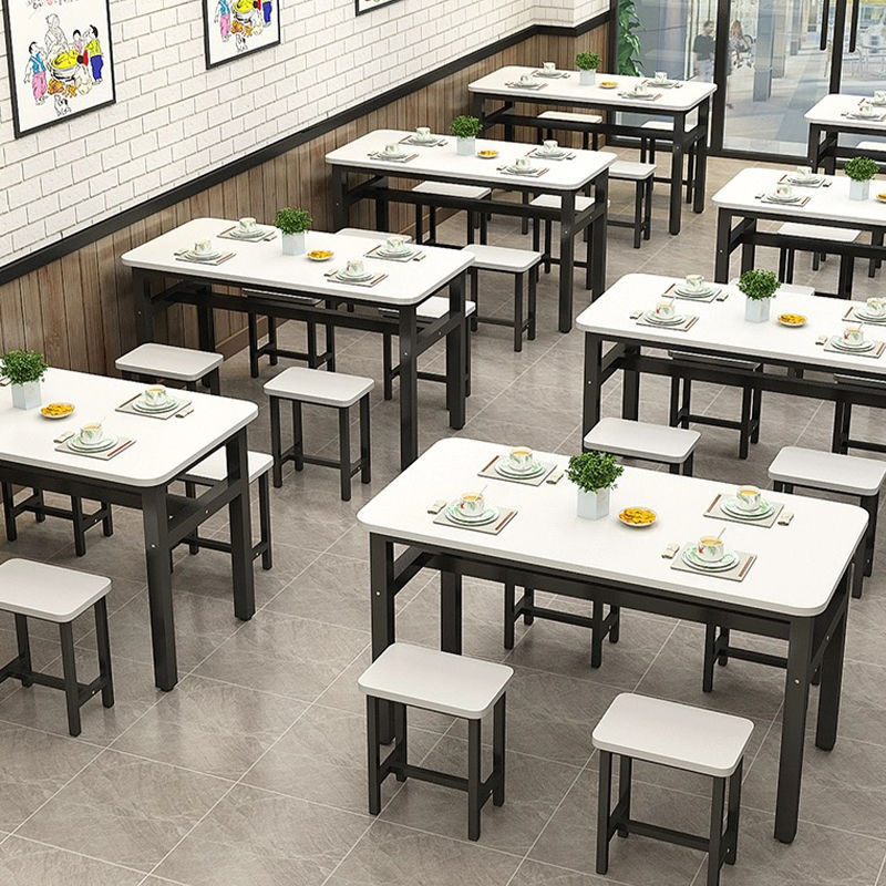 Dining Table and Chairs, Restaurant Rectangular Table and Chair Combination, Breakfast Snack Bar Table, Long Table and Chair, Canteen Table and Chair Combination