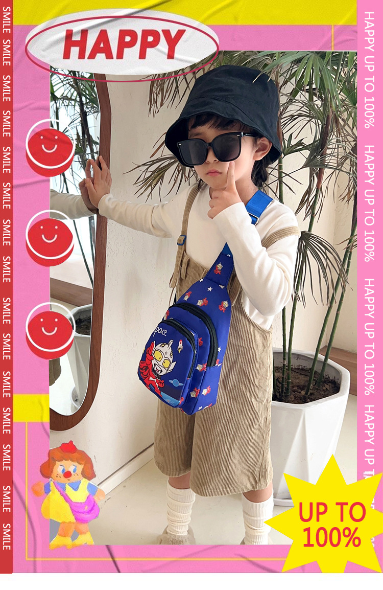 New children's chest bags with trendy and cool prints, single-shoulder bags, perfect for boys' casual outings, and wholesale crossbody bags details Picture