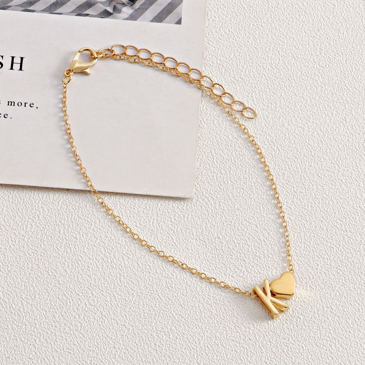 2 Pieces Fashion Letter Heart Shape Alloy Womenu0027S Anklet