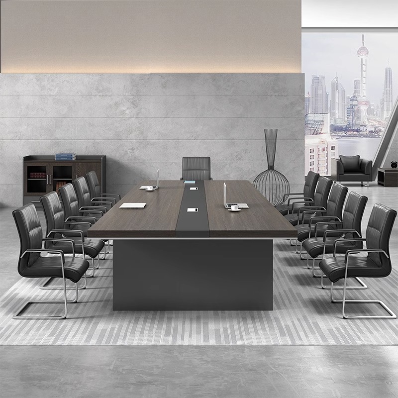 Large Conference Table, Long Table, Simple and Modern Office Furniture, Rectangular Reception Desk, Negotiation Table, Chair Set