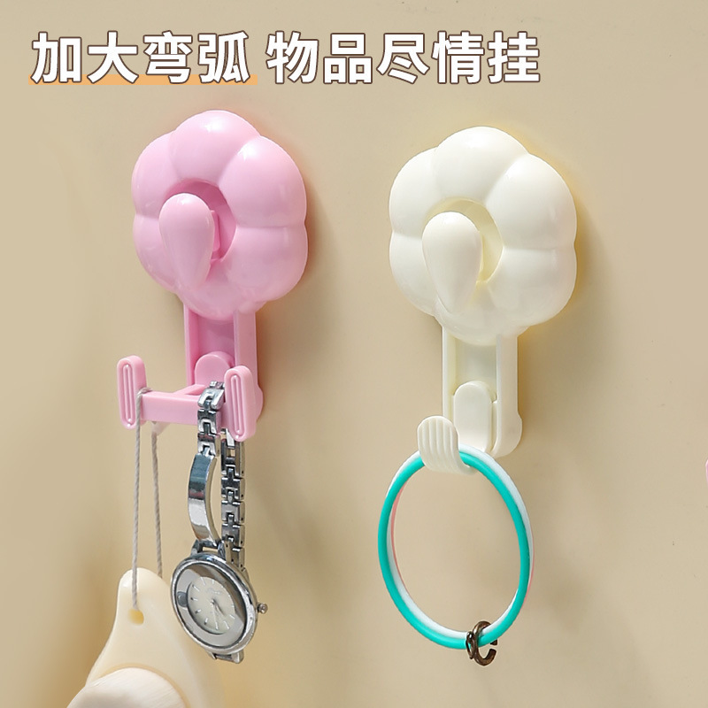 強力な花吸盤フック家庭用寝室キッチンバスルーム洋服フックパンチフリー寮の壁ライト高級フック|undefined